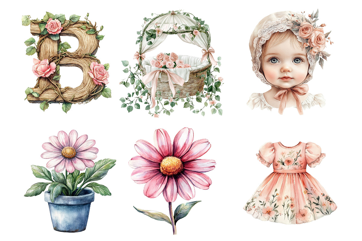 Watercolor Baby Sublimation PNG, an Illustration by SinaCreation (Photo 3 of 5)