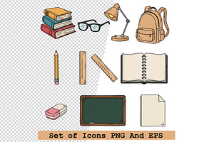 Set of  study icons in hand drawn, an Icon by one-touch