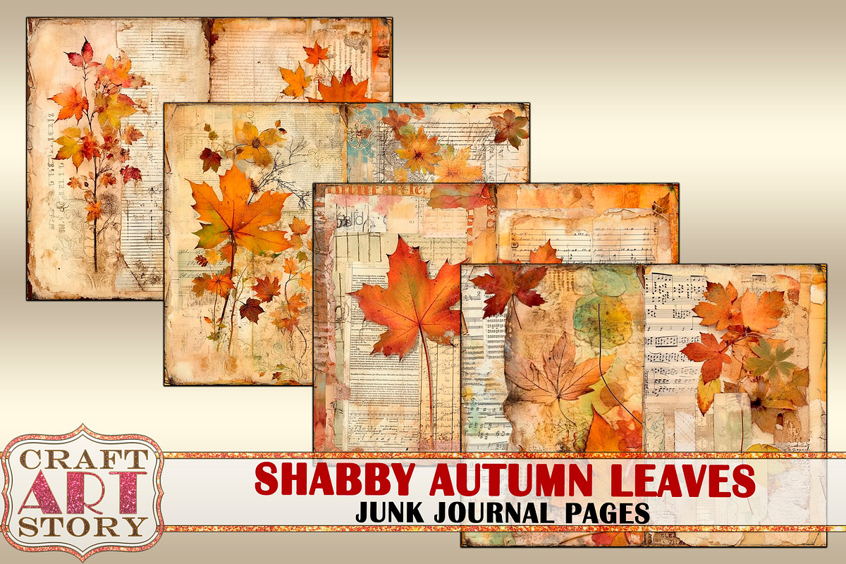 Shabby autumn leaves junk journal, a Seasonal Illustration by CraftArtStory (Photo 2 of 3)
