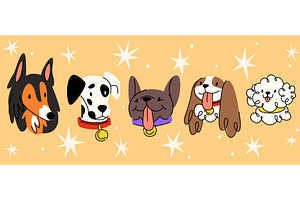 Retro dog muzzles set isolated on, an Animal Illustration by art PVP - market