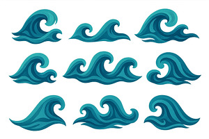 Different styles of ocean waves, an Illustration by ZinetroN