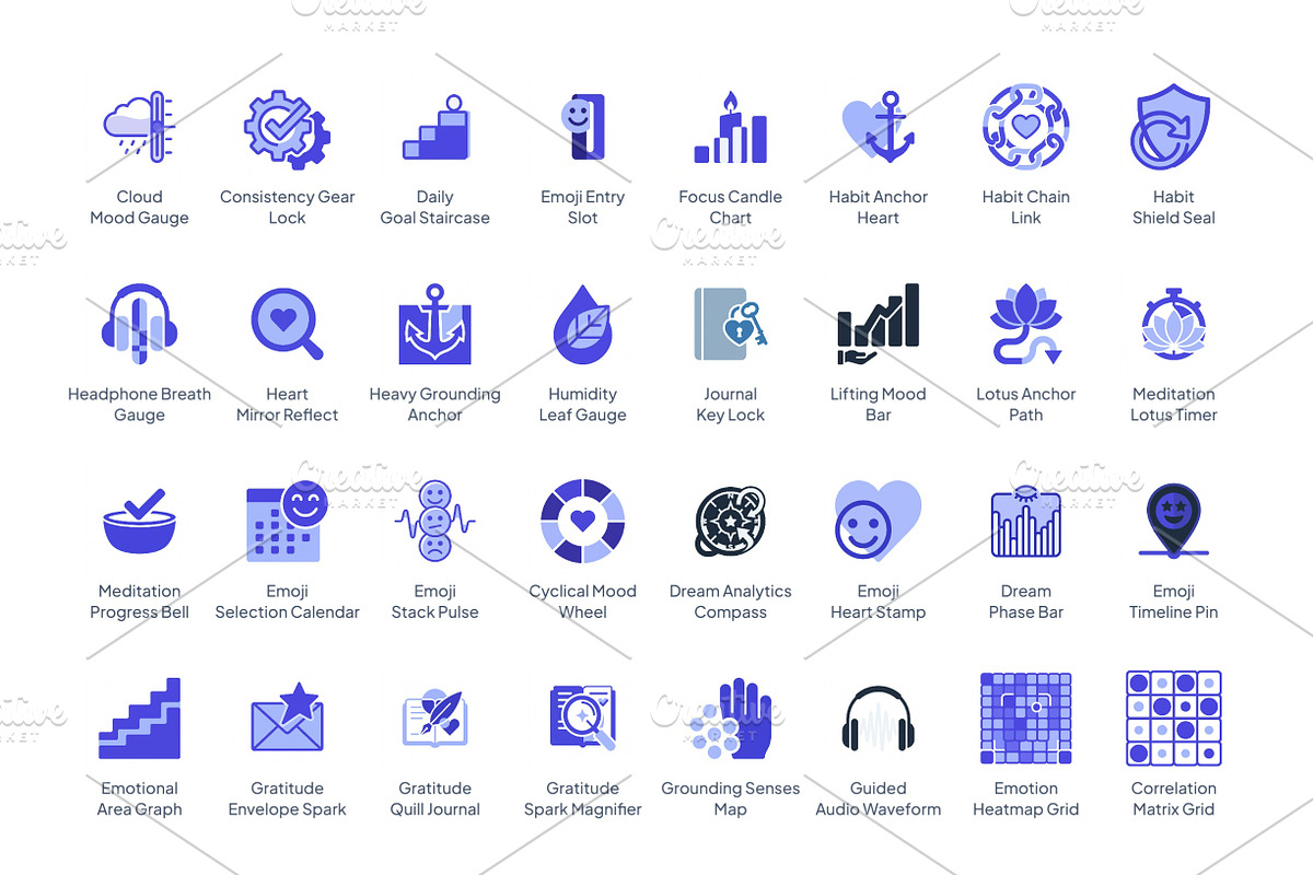 Mood Tracking Wellness Icons, a Duotone Icon by LeArt (Photo 2 of 4)