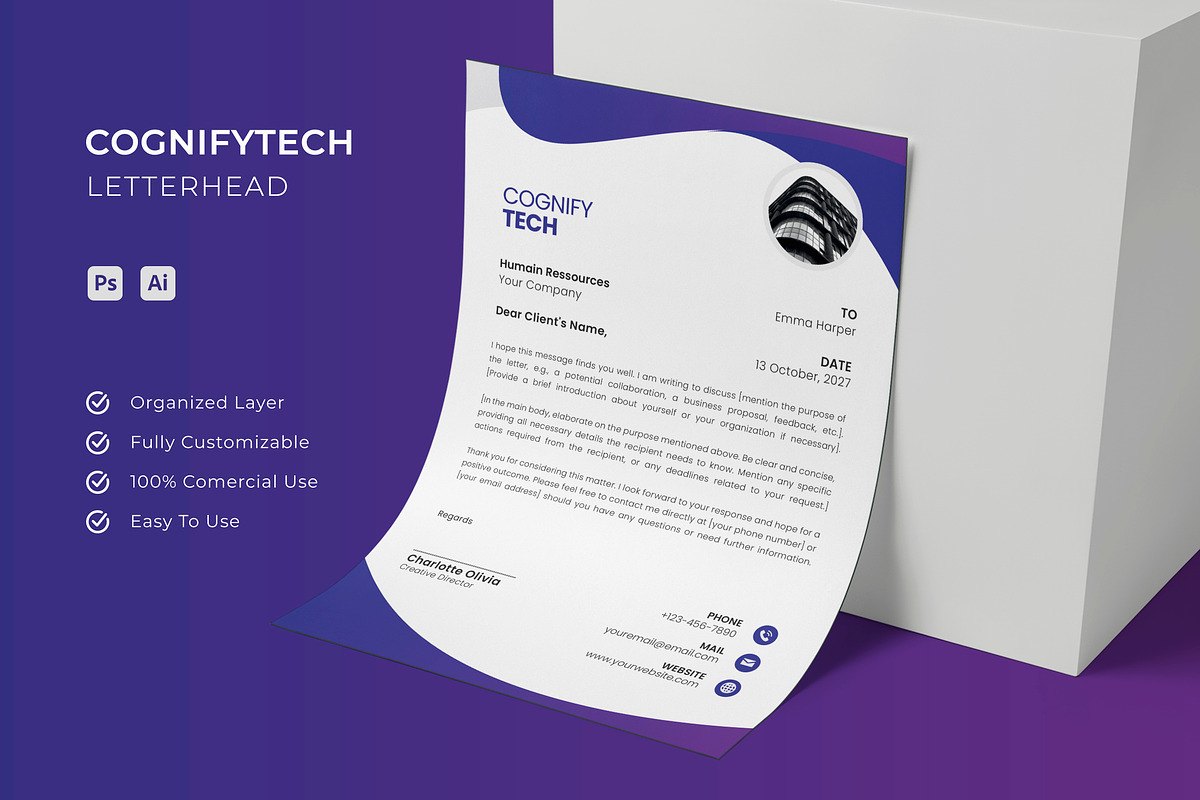 Cognifytech - Letterhead, a Print Template by Esensifiksi.studio (Photo 1 of 3)