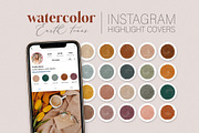 Earthy Watercolor Instagram Covers, a Social Media Template by Indie Grace Design (Thumbnail 1 of 2)