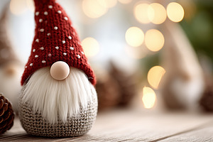 Cute knitted gnome with a red hat, a Holiday Photo by MistyDay