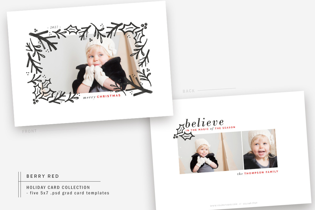 Berry Red | Christmas Card Bundle, a Card Template by The Modern Collective (Photo 4 of 6)