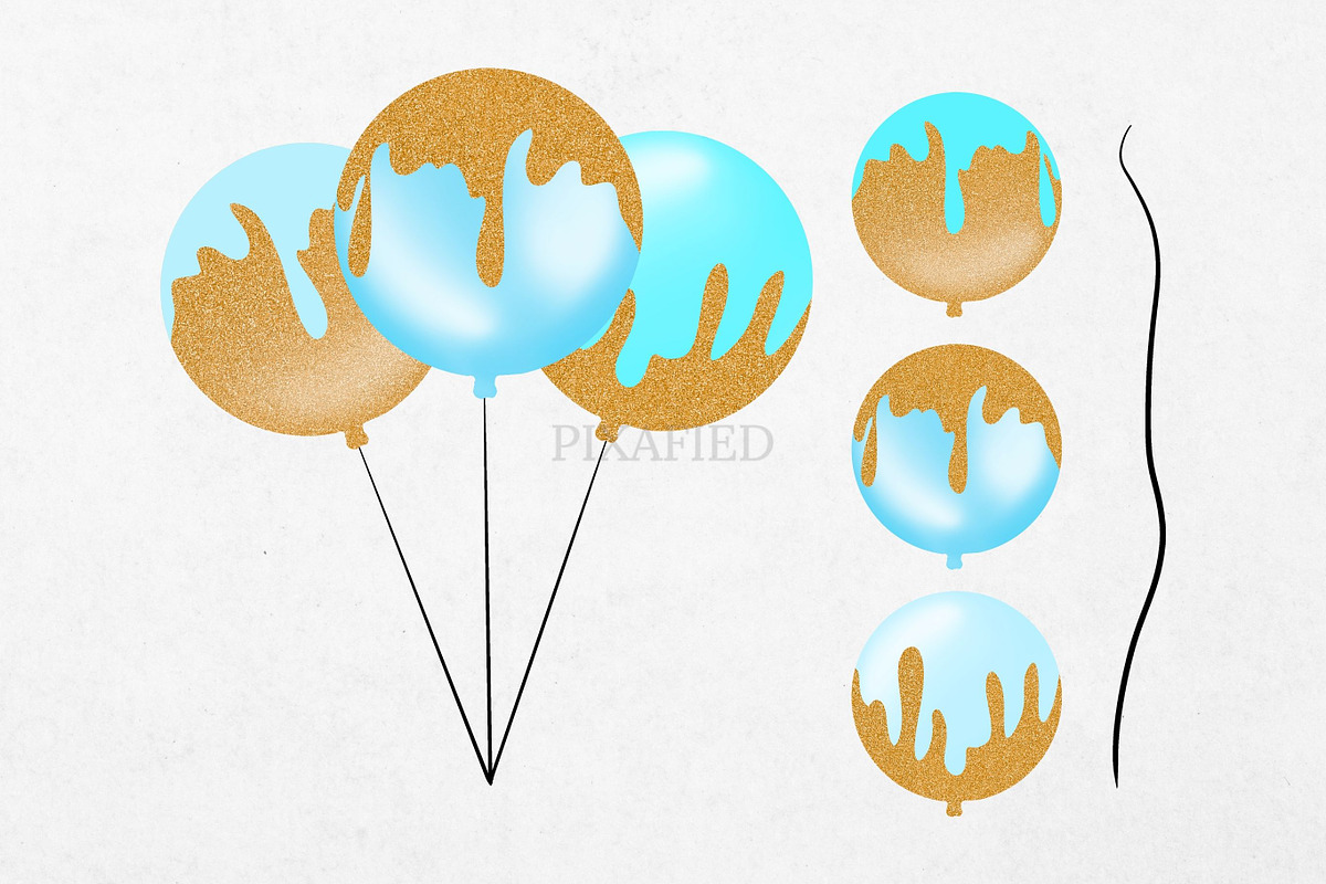 Blue Birthday Party Clipart Set | Creative Market