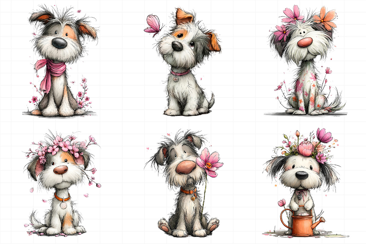 Whimsical Spring Dogs Clipart, an Illustration by Daily.Designs (Photo 3 of 7)