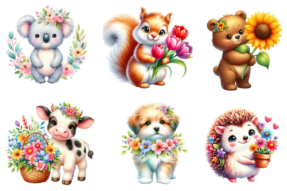 Watercolor Spring Animals Clipart, an Illustration by Dream Creation (Photo 2 of 7)