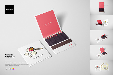 Matches Mockup Set, a Packaging Mockup by Creatsy