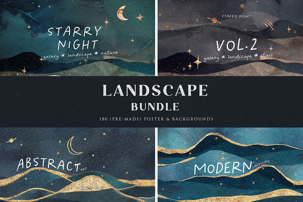 Galaxy & Landscape Modern Bundle, a Background Graphic by by creative paper (Photo 1 of 14)
