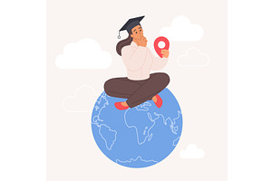 Brain drain immigration professional, an Education Illustration by Lemberg Vector