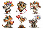 Watercolor Valentine Animals Clipart, an Illustration by Daily.Designs (Thumbnail 5 of 7)