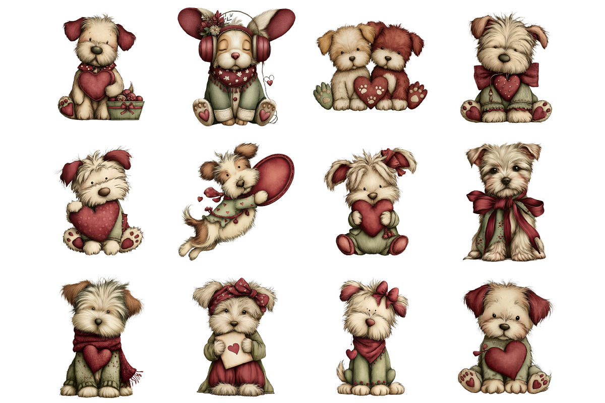 Whimsical Valentine Dogs Clipart, a Graphic by CitraGraphics (Photo 4 of 4)