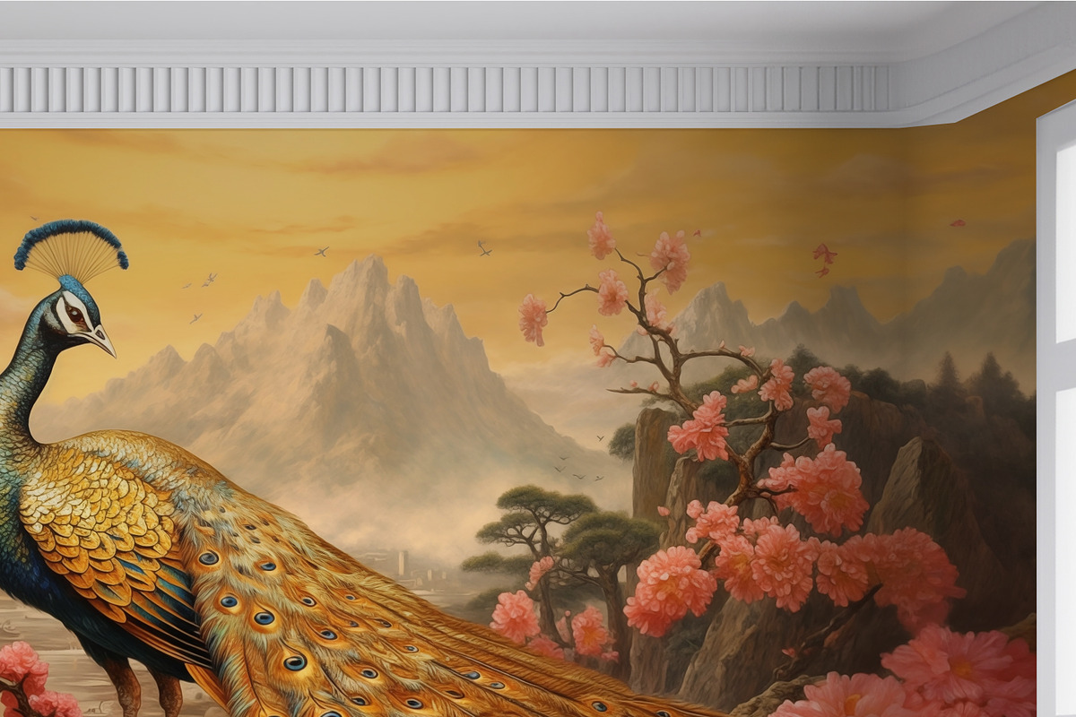 Japanese Ukiyo-e Peacock, a Wallpaper Graphic by Muzi pear studio (Photo 7 of 12)