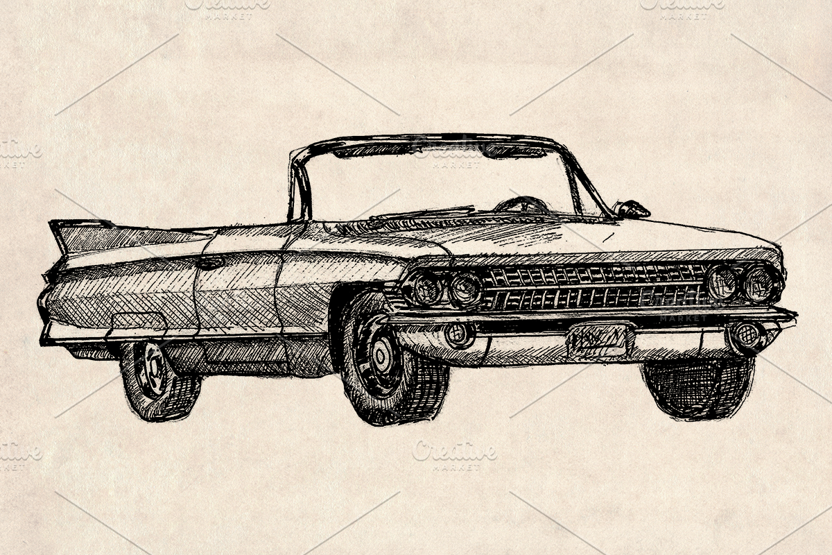 American Classic Car Pickup Drawings, an Illustration by Doggy Days (Photo 7 of 9)