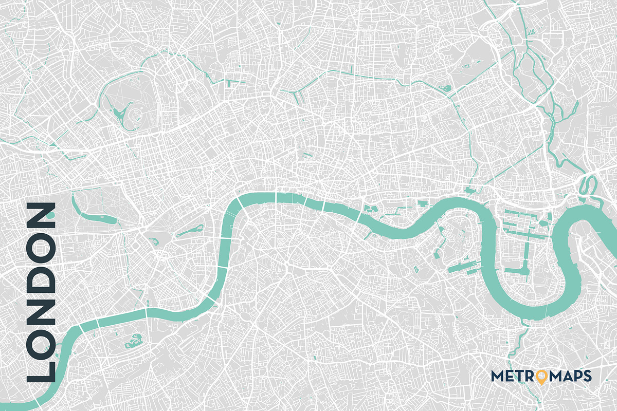 MAP SET - Pale / Turquoise - 15 Maps, a Graphic by MetroMaps (Photo 7 of 16)