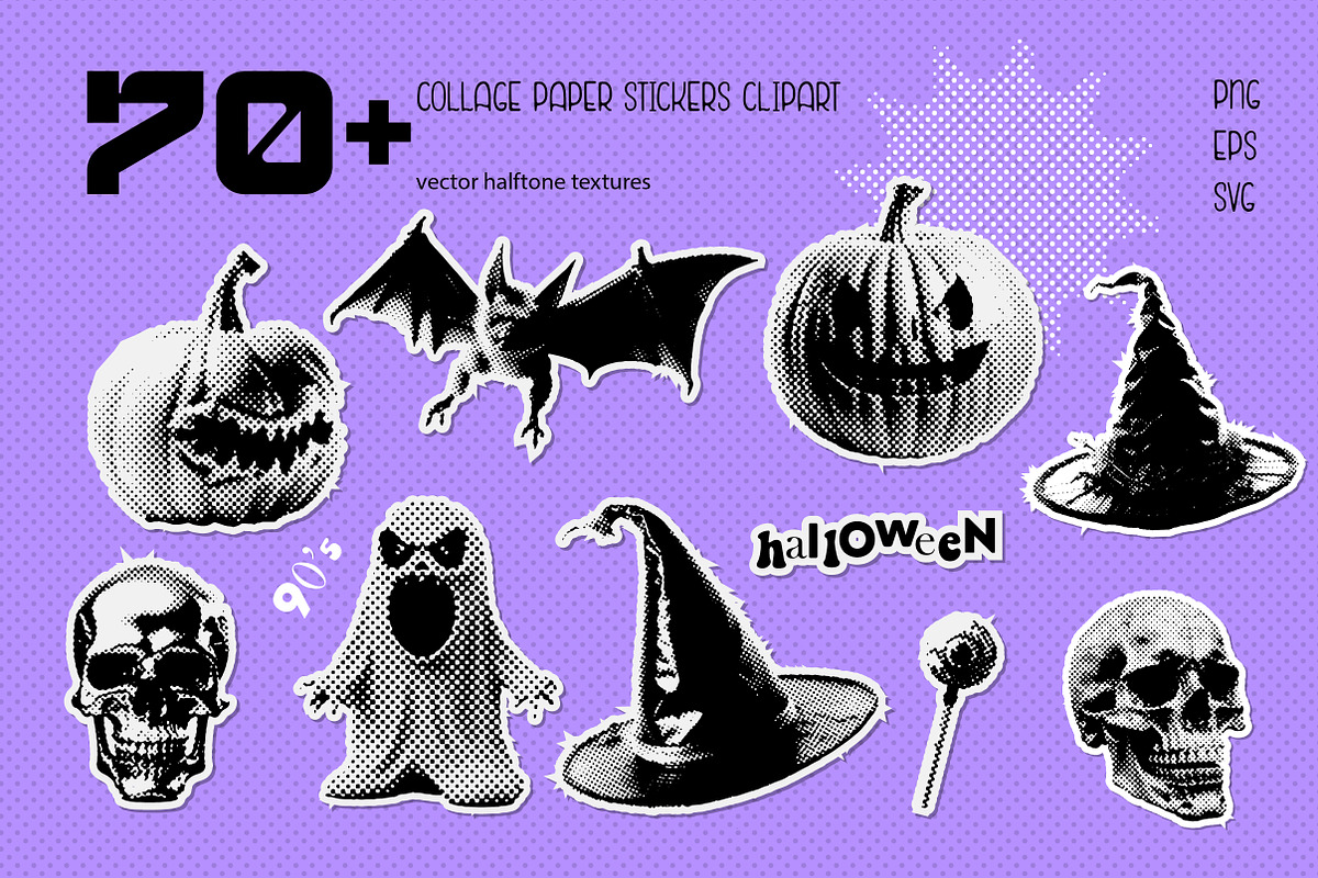 Retro halftone Halloween collection, a Texture Illustration by Lana Sham (Photo 2 of 20)