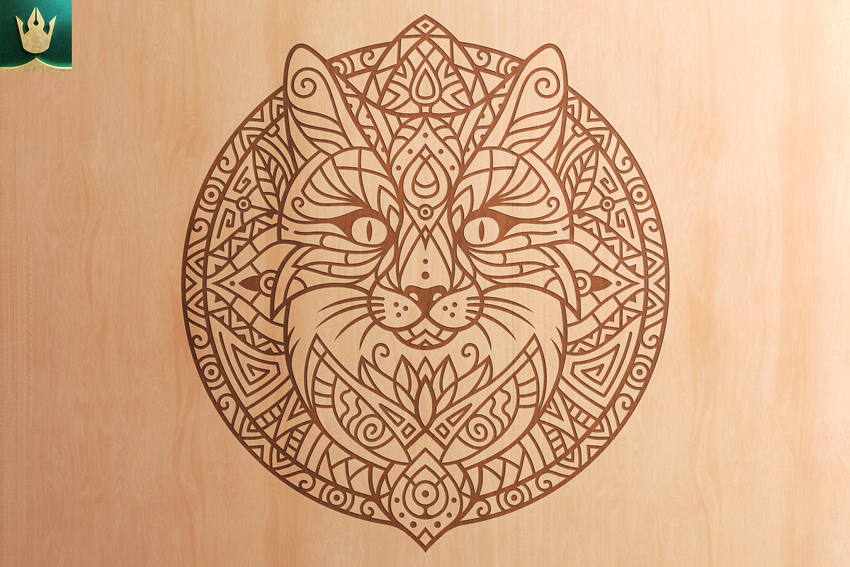 Mandala V2 | Boho Cat Vector Art, an Illustration by pixaroma (Photo 7 of 10)