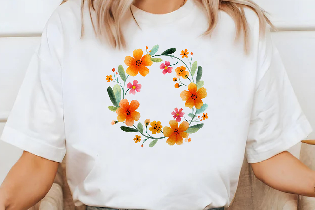 Watercolor folk art floral wreath, an Illustration by Designworld (Photo 6 of 8)