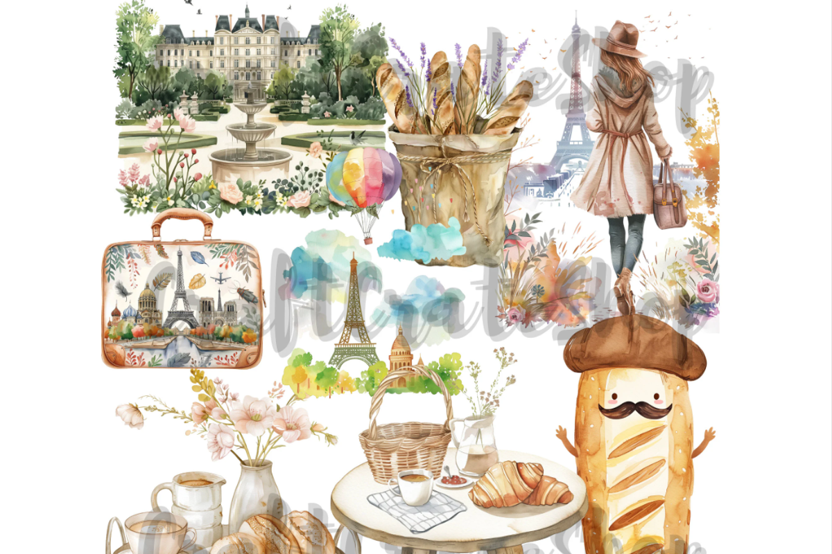 Watercolor Paris clipart, an Illustration by CraftCrateShop (Photo 7 of 8)
