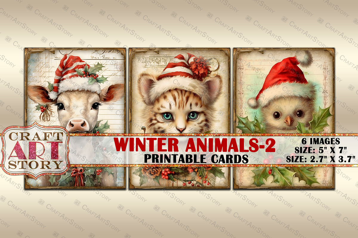 Vintage Christmas animals-2 picture, an Animal Illustration by CraftArtStory (Photo 2 of 4)