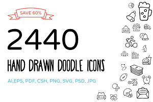 2440 Hand Drawn Doodle Icons Bundle