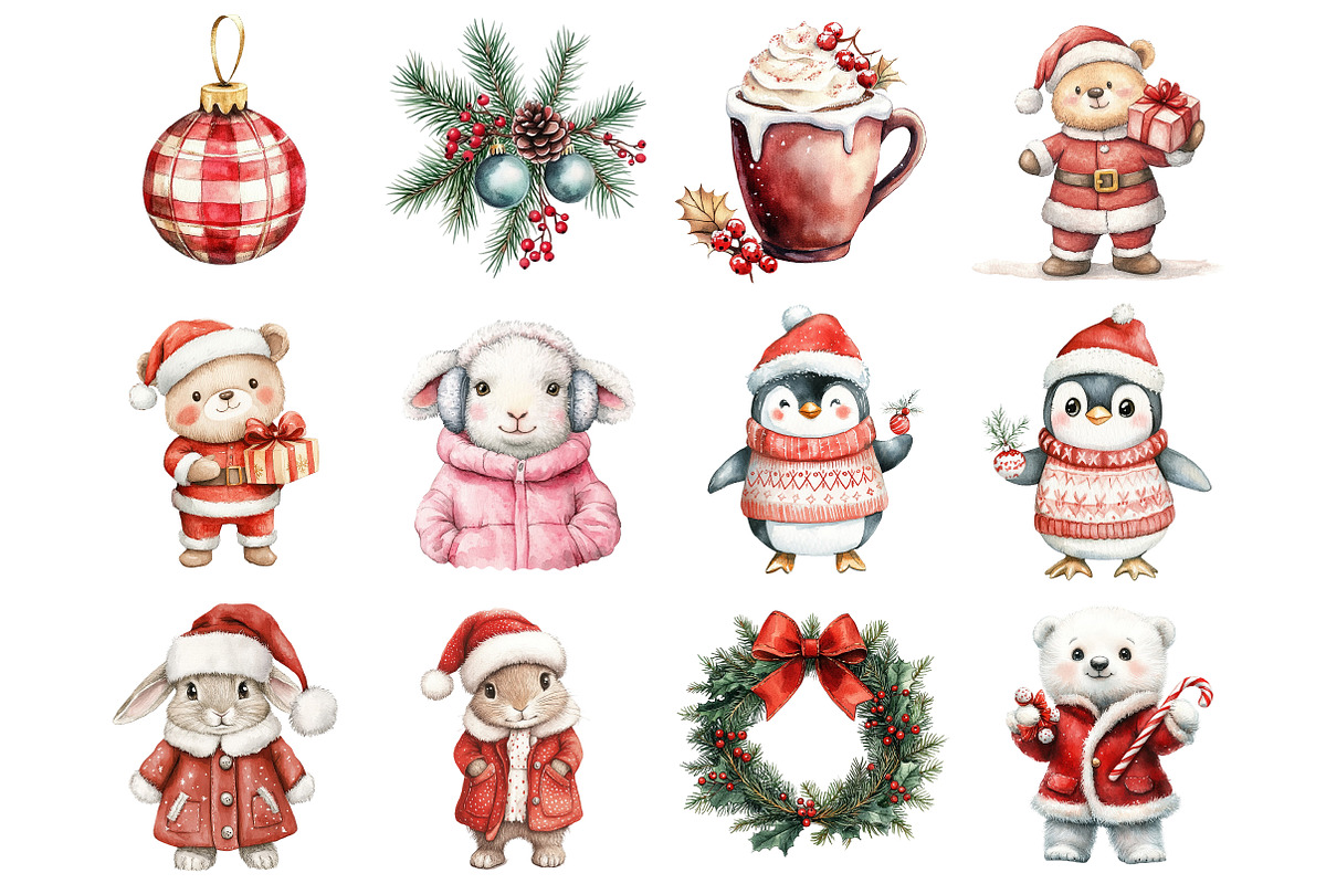Watercolor Christmas Stories Clipart, a Seasonal Illustration by CitraGraphics (Photo 2 of 5)