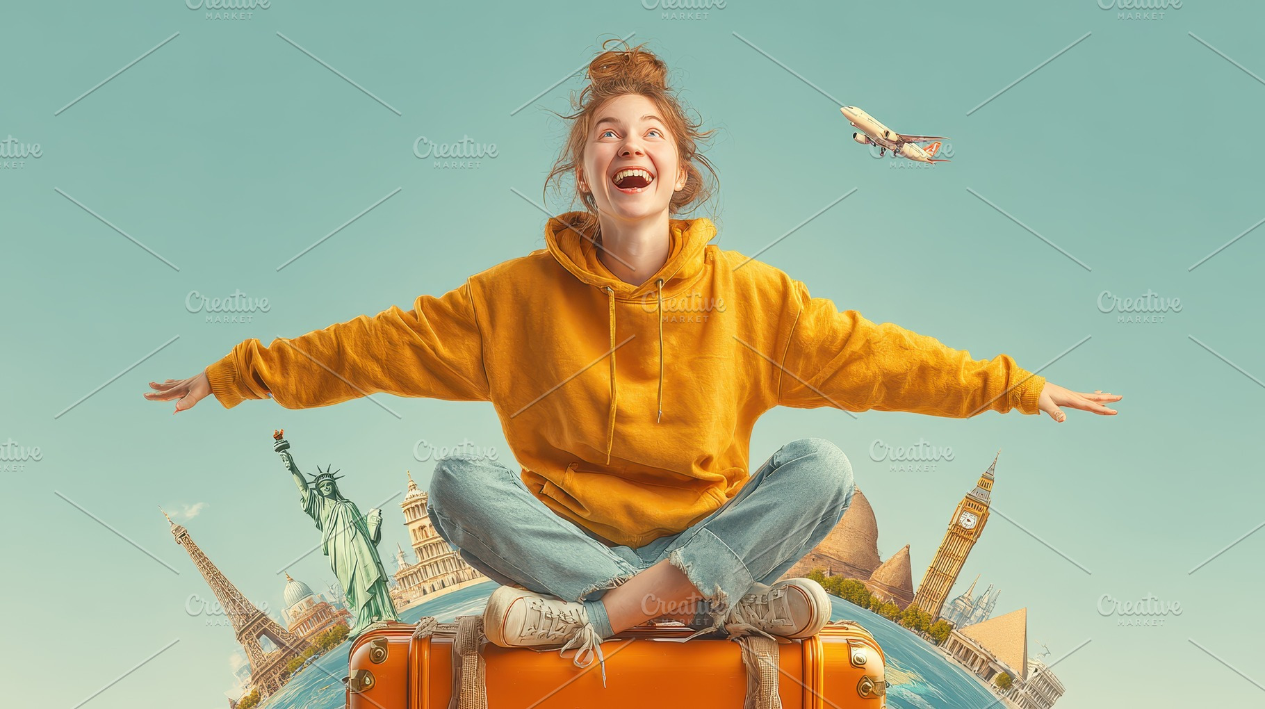 Joyful Traveler Excited for Global A, a Photo by Pixeness Studio