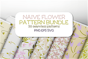 Naive Flower Pattern Bundle, a Pattern Graphic by Bonfloret Studio (Thumbnail 1 of 16)