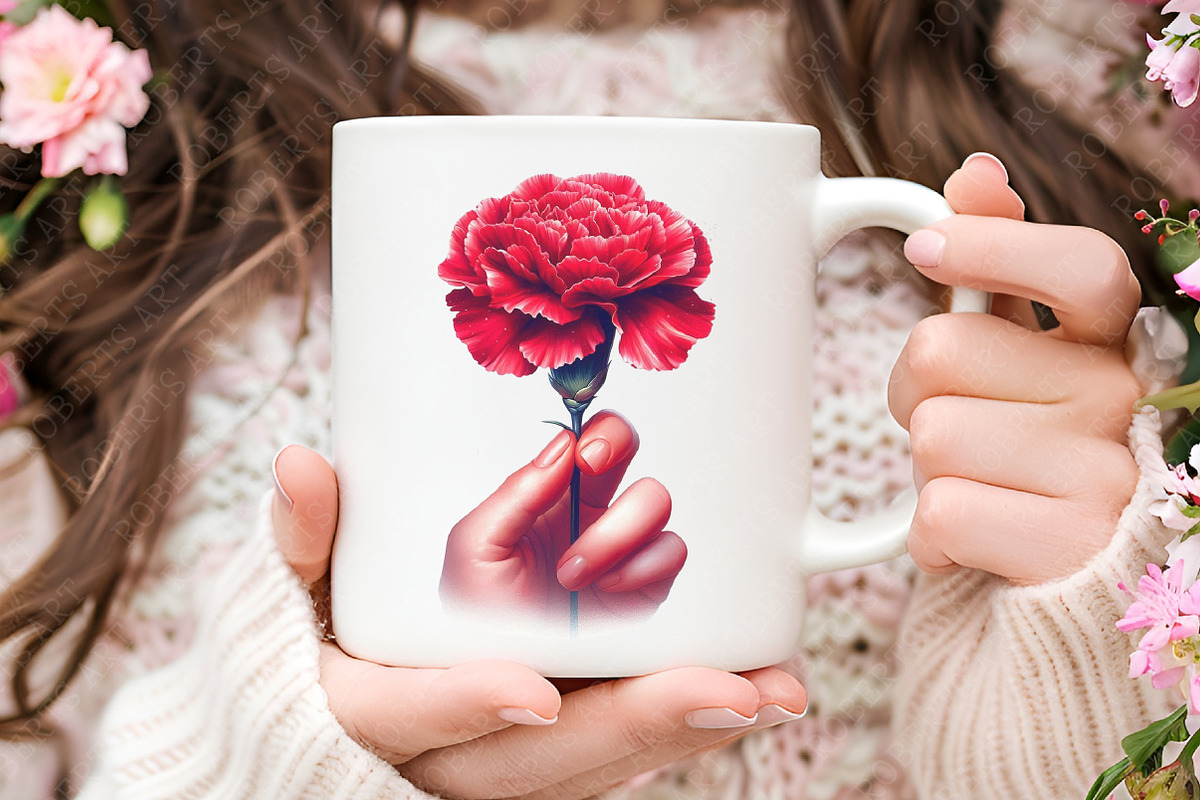 Carnation Flower Watercolor Clipart, an Illustration by RobertsArt (Photo 7 of 8)