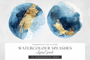 Dark Blue and Gold Watercolor Washes, a Decorative Illustration by illuztrate (Thumbnail 3 of 7)