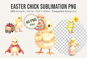 Easter Chick Sublimation PNG Bundle, an Illustration by Artnoy