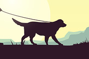Women Walk The Dog In Park, a Person Illustration by Black White Mouse Design (Thumbnail 2 of 3)