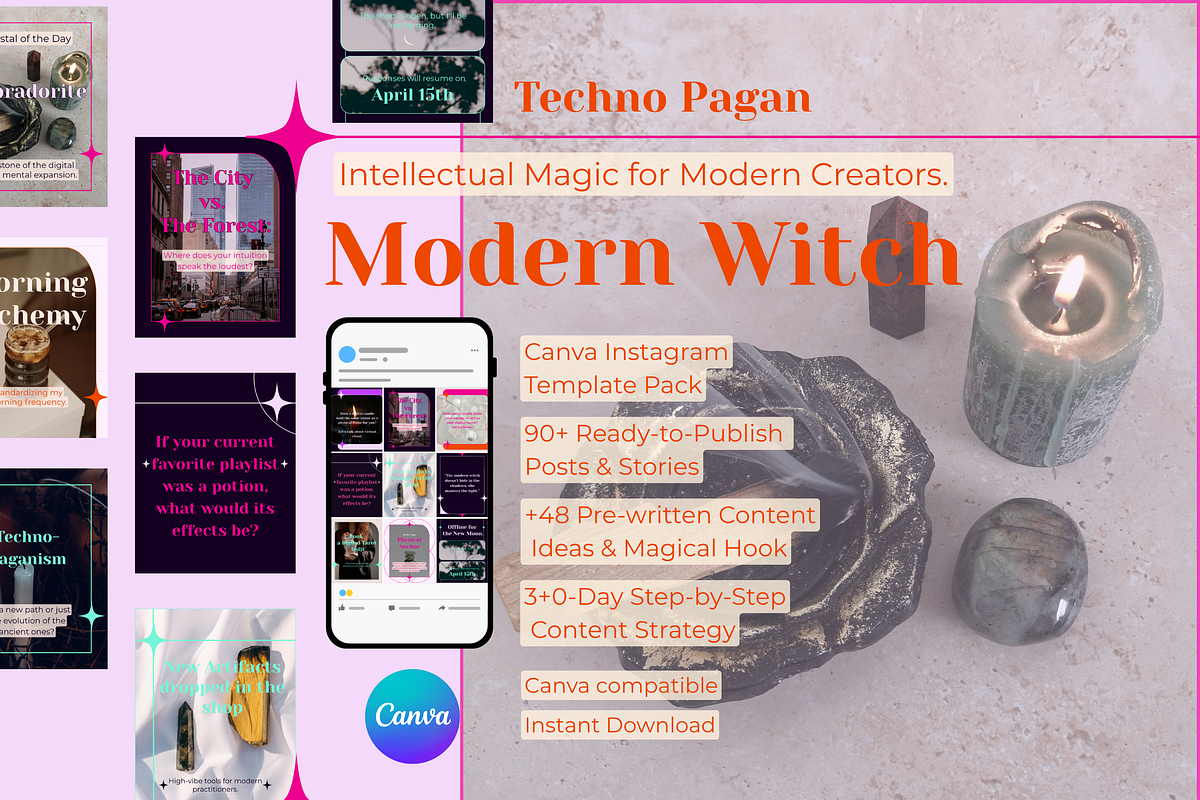Modern Witch Instagram Templates, a Social Media Template by Mochi Atelier (Photo 1 of 10)
