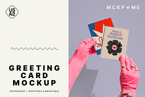 US A2 postcards in hands mockup, a Merchandise Mockup by MCKP*ME