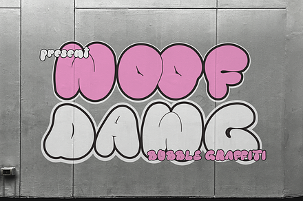Woof Dawg | Bubble Graffiti, a Handwritten Font by Denustudios