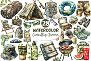 Camouflage Summer Elements Clipart, an Illustration by Dream Creation (Thumbnail 1 of 6)
