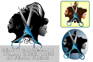 Beauty salon man & woman unisex logo