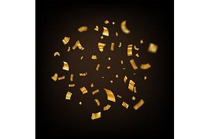 Golden confetti. Explosion of gold