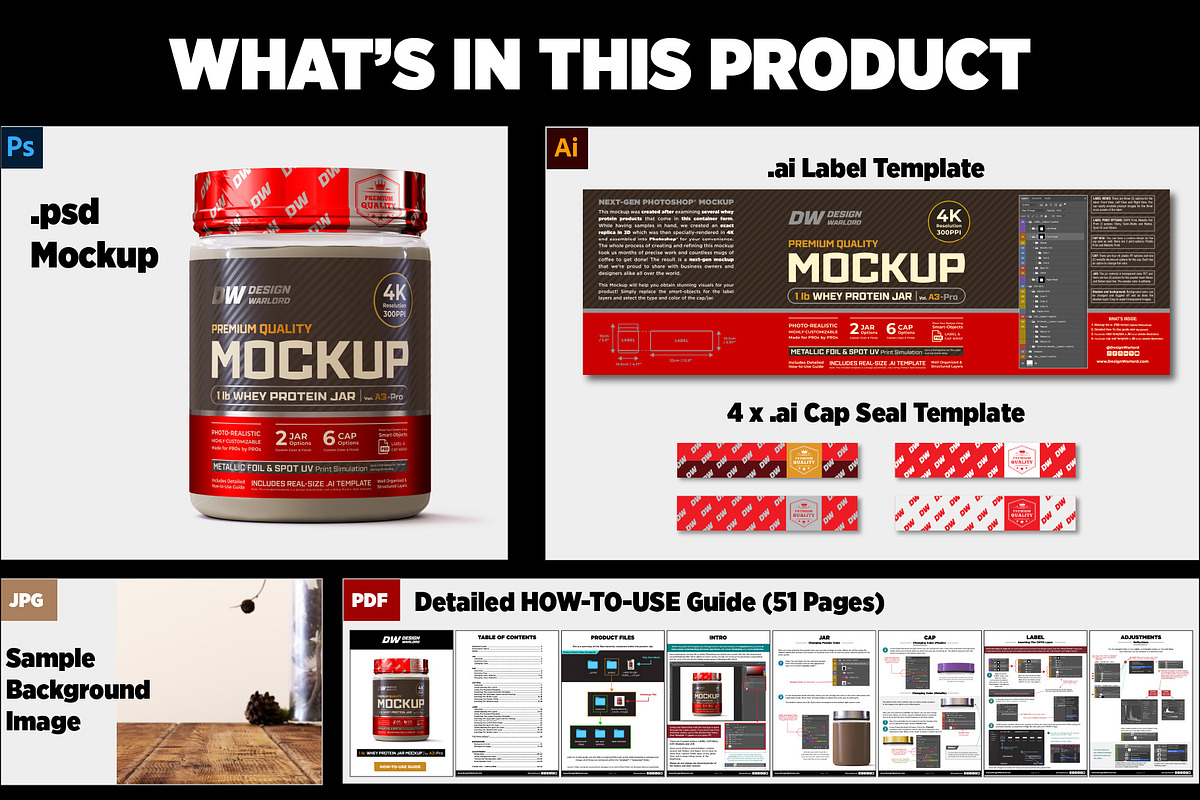 1lb Whey Protein Jar Mockup A3-Pro, a Packaging Mockup by Design Warlord (Photo 14 of 16)