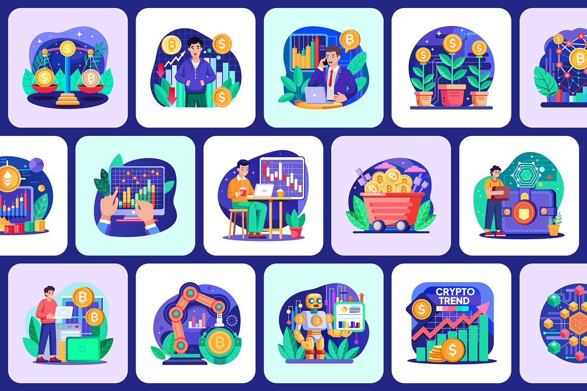 Cryptocurrency Trading Illustration, a Finance Illustration by Brickclay (Photo 5 of 9)