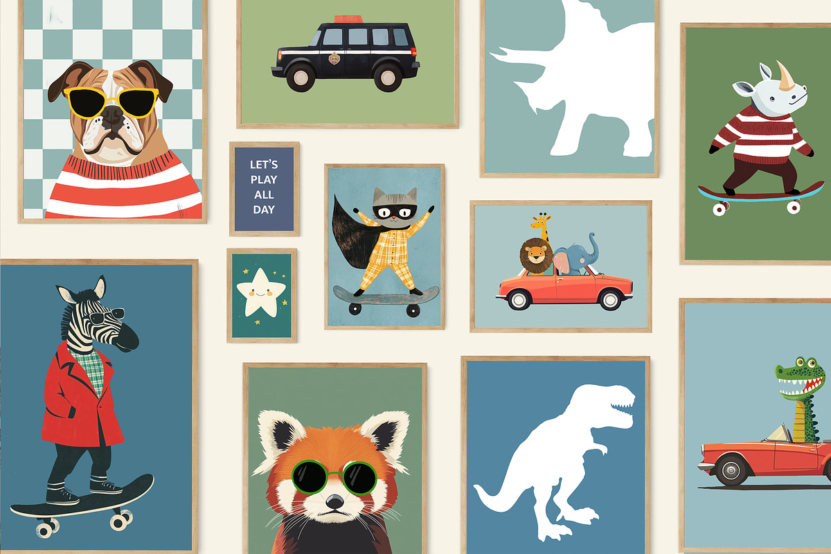 Boys Nursery Room Print Bundle, a Background Graphic by Artemsky (Photo 7 of 22)