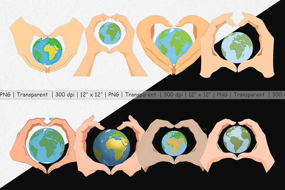 Earth Heart Hands Clipart, a Graphic by Artnoy (Photo 2 of 5)