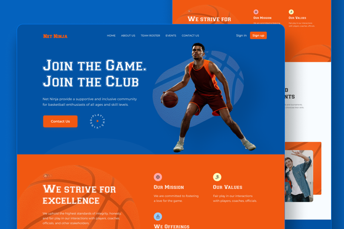 Basketball Sport club Landing page, a Landing Page Template by Sujun Baidyaa (Photo 3 of 4)