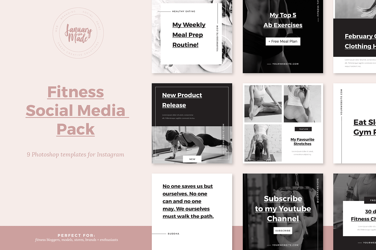 Fitness Instagram Template, a Social Media Template by January Made Design (Photo 1 of 4)