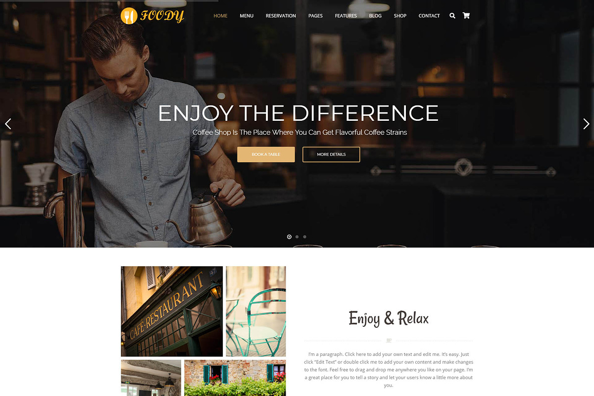 Foody - Coffee, Bakery & Business, a WordPress Template by Cherry Wordpress Theme (Photo 3 of 11)