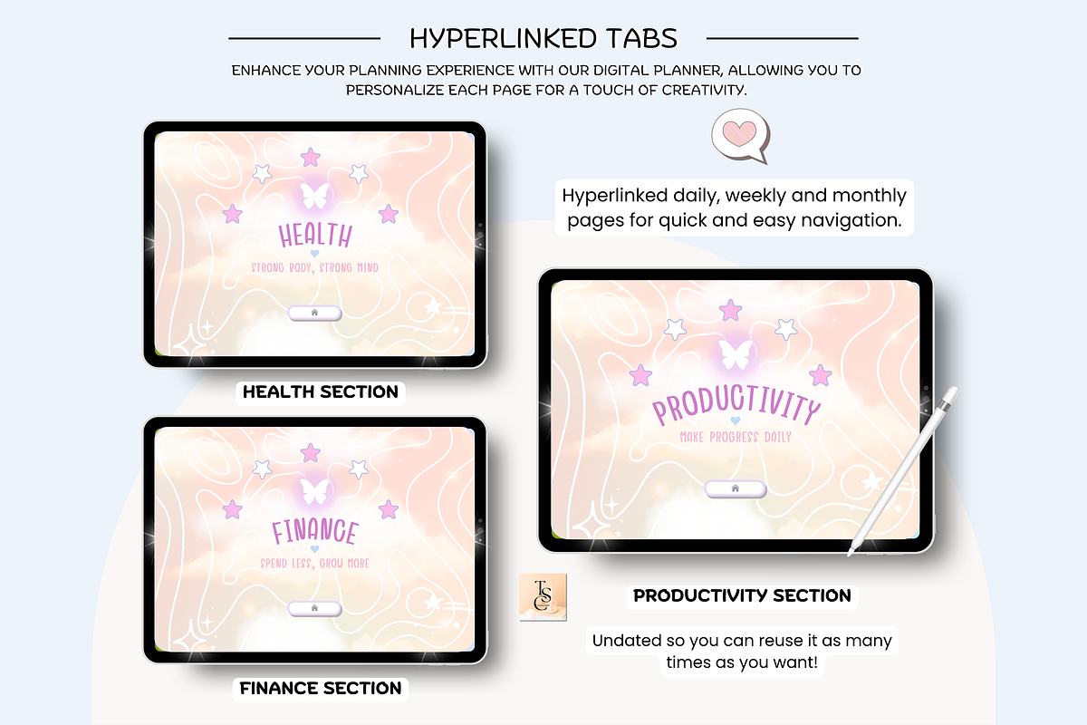 Yellow Pastel Digital Planner preview 5
