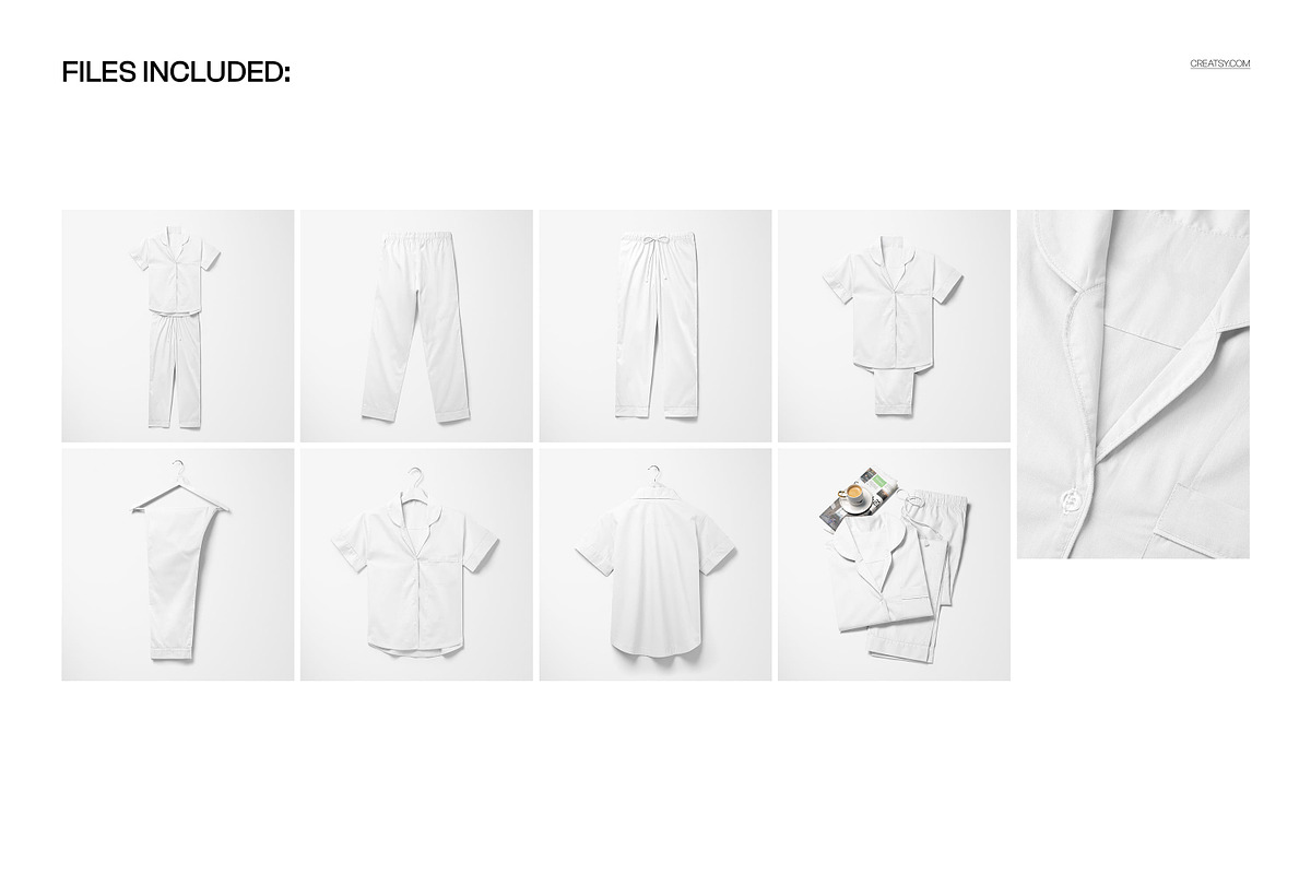 Short-Sleeve Pajama Set Mockup Set, a Bottom Mockup by creatsy5 (Photo 2 of 10)