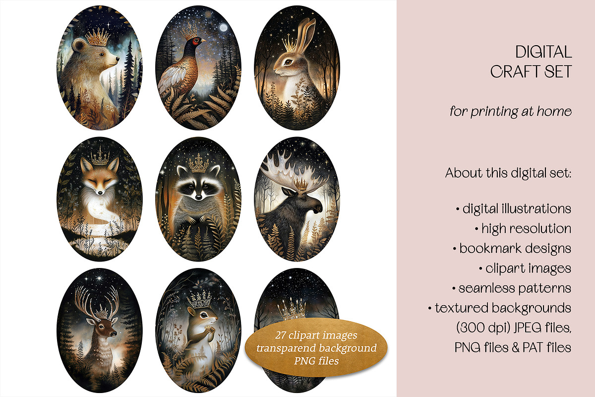 Golden Winter Forest Craft Set, a Decorative Illustration by The Dutch Lady Designs (Photo 3 of 10)